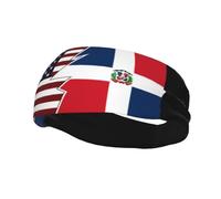 Torn Style American and The Dominican Republic Flags Headbands Men Women Non Slip Wicking Sports Sweatband for Gym Basketball Yoga Hairbands