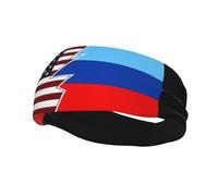 Torn Style American and The Luhansk People's Republic Flags Headbands Men Women Non Slip Wicking Sports Sweatband for Gym Basketball Yoga Hairbands