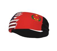Torn Style American and The People's Republic of The Congo Flags Headbands Men Women Non Slip Wicking Sports Sweatband for Gym Basketball Yoga Hairbands