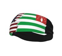 Torn Style American and The Republic of Abkhazia Flags Headbands Men Women Non Slip Wicking Sports Sweatband for Gym Basketball Yoga Hairbands