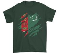 Torn Turkmenistan Flag The Turkmen Day Football Mens T-Shirt 100% Cotton Forest Green 2XL