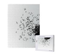Torn Vinyl Record And Musical Notes Flying In The Air,500 Pieces Wooden Jigsaw Family Game Jigsaw Puzzles for Adults Teens