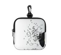 Torn Vinyl Record and Musical Notes Flying in The Air, Coin Purse Square Zipper Storage Bag, Change Pouch with Lobster Buckle Clasp Buckle, Change Purse