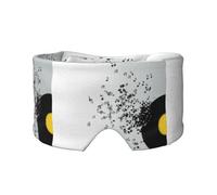Torn Vinyl Record and Musical Notes Flying in The Air, Full Eye Covers Light Blocking Eye Mask Sleep Eye and Ear Muffs