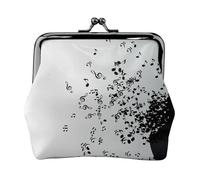 Torn Vinyl Record and Musical Notes Flying in The Air, PU Leather Coin Purse, Small Wallets, Change Pouch with Kiss Lock Clasp Buckle, Change Purse