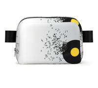 Torn Vinyl Record and Musical Notes Flying in The Air, Travel Bum Bag Square Waist Bag Casual Chest Bag Fanny Pack for Men Women