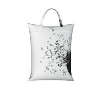 Torn Vinyl Record And Musical Notes Flying In The Air,Travel Dirty Laundry Bag Foldable Dirty Clothes Bag Durable Storage Bag