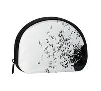 Torn Vinyl Record and Musical Notes Flying in The Air, Women's Storage Bag Shell Makeup Bag Small Coin Purse Shell Change Pouch