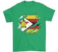Torn Zimbabwe Flag Zimbabwean Day Football Mens T-Shirt 100% Cotton Irish Green 2XL