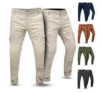 Tornado Atlantic Motorcycle Cargo Pants for Men | Twill Cotton Protective Biker Pants with CE-Approved Armor & Aramid Lining (UK, Waist, 44, Regular, Regular, White)