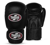 Tornado Boxing Gloves, Sparring Muay Thai Kickboxing Pro Heavy Training, Maya Hide Leather, Ventilated Palm, Long Wrist Support, Punching Bag Pads Workout, Men Women (Black, 14oz)