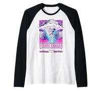 Tornado Chaser Storm Chasing Meteorologist Retro Wave Raglan Baseball Tee