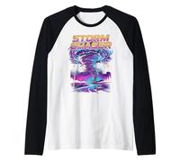 Tornado Chaser Storm Chasing Meteorologist Retro Wave Raglan Baseball Tee
