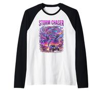 Tornado Chaser Storm Chasing Meteorologist Retro Wave Raglan Baseball Tee