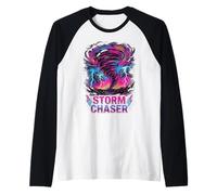 Tornado Chaser Storm Chasing Meteorologist Retro Wave Raglan Baseball Tee