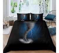 Tornado Duvet Cover Lightning Comforter Cover Dark Cloud Natural Disaster Bedding Set Horror Theme Quilt Cover Double Size Print Room Decotive For Kid Boy Men Black