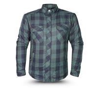 Tornado Impact Men’s Lined Motorcycle Shirt - CE Level 2 Armored Flannel Jacket - Water-Resistant Aramid Protection - Stylish Biker Riding Shirt (UK, Alpha, XXL, Regular, Regular, Green-Black)