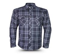 Tornado Impact Men’s Lined Motorcycle Shirt - CE Level 2 Armored Flannel Jacket - Water-Resistant Aramid Protection - Stylish Biker Riding Shirt (UK, Alpha, XXL, Regular, Regular, Grey-Black)