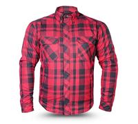 Tornado Impact Men’s Lined Motorcycle Shirt - CE Level 2 Armored Flannel Jacket - Water-Resistant Aramid Protection - Stylish Biker Riding Shirt (UK, Alpha, XXL, Regular, Regular, Red-Black)