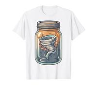 Tornado in A Jar Storm Weather Meteorology Whimsical Art Value Graphic T-Shirt, Men, White, L