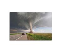 Tornado Lightning Field Bad Weather Nature Home Decor Wall Art Hanging Picture Print Bedroom Decorative Room Aesthetic 12x18inch(30x45cm)