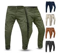 Tornado Mens AA Rated Motorcycle Cargo Trousers - CE Level 2 Armoured & Fully Aramid Lined | Protective Twill Cotton Motorbike Pants for Men Green