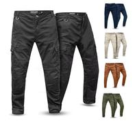 Tornado Mens AA Rated Motorcycle Cargo Trousers - CE Level 2 Armoured & Fully Aramid Lined | Protective Twill Cotton Motorbike Pants for Men Black