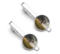 Tornado Men's Tie Clips Shirt Cufflinks Suit Accessories Classic Silver Tack Pins for Business Wedding Anniversary