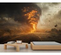 Tornado Mural Fire Tornado Wallpaper Doomsday Storm Wall Mural Extra Large Panoramic Wallpaper Hotel Restaurant Lobby Custom Wall Paper (Non-self-Adhesive)