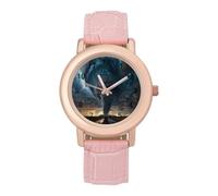 Tornado Natural Disaster Women's PU Leather Strap Watch Analog Quartz Watch Casual Wristwatch for Home Work