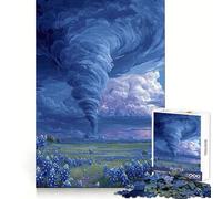Tornado over Bluebonnet Field 1000 Piece Jigsaw Puzzle for Adults Brain Challenge Toy Group Play Clear Cut Lovely Present 38x26cm