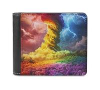 Tornado Rainbow Colored Men's Wallet Bifold RFID Blocking Wallet Slim Billfold Pocket with Card Holders for Women