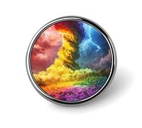 Tornado Rainbow Colored Round Brooch Pin Lapel Pins Tie Suit Dress Accessories Wedding Birthday for Men Women