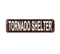 Tornado Shelter Sign Safety Storm Warning Designated Shelter Rustic Man Cave Vintage Novelty Street Farm House Garage Wall Decor Metal Sign 15.8 x 3.94 Inch