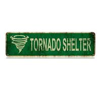 Tornado Shelter Slim Tin Sign Street Funny Metal Sign Wall Decor for Bedroom Farm Home Bar Garage Man Cave Wall Art Gift 4" by 16"