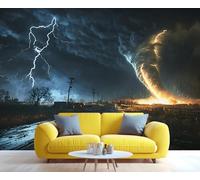 Tornado Wallpaper, Natural Disasters Wallpaper for Living Room Severe Weather Textured Bedroom Wallpapers, Natural Landscapes 3D Photo Murals for Hotel Apartments, 260x175cm (Not Peel and Stick)
