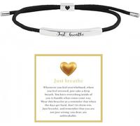 TORNADOKERATINER PREMIUM IRON Just Breathe Motivational Bracelet Adjustable Bracelets for Women Self-driven Jewelry Encouragement Gifts for Good Luck, S, terylene Brass, no gemstone