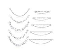 Tornito 10Pcs Nose Rings Chain Stainless Steel Heart Double Nose Chains Nostril Piercing Jewelry for Women Men Silver Tone 32/35/38/40/45/52mm