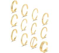Tornito 12Pcs 18K Gold Filled Toe Rings Minimalist Thin Wire Cubic Zirconia Summer Beach Toe Rings Open Adjustable Foot Jewelry for Women Silver Gold Tone, Gemstone, Cubic Zirconia