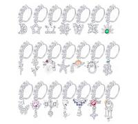 Tornito 21Pcs 20G Dangle Nose Rings Hoop Butterfly Crown Moon Snake Arrow Flower Star Leaf Bowtie CZ Cartilage Earring Dangling Nostril Body Piercing Jewelry for Women Silver Gold Tone, Metal, Cubic