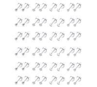 Tornito 24 Pairs Tiny Stud Earrings Stainless Steel Cubic Zirconia Ball Dot Small Cartilage Stud Earrings Set For Women Men Comfy Screw Flat Back For Multiple Piercing 2MM 20G, Cubic Zirconia, Cubic