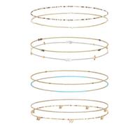 Tornito 8Pcs 31.5 Inches African Waist Bead Chain Elastic Belly Beads Butterfly Shell Layered Body Chain Colorful Jewelry Accessories for Women, Adjustable, not Known, No Gemstone