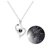 Tornito Gold Plated 100 Languages I Love You Memory Necklace Projection Pendant Necklace For Women Silver Tone, Metal