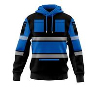 TORO ACTIVA Hi Vis Mens Pullover Hoodie Reflective Tape Safety 2 Tone Sweatshirt Multi Zipped Pockets High Viz Visibility Workwear Hoodie Sweatshirt (Black Blue, S)