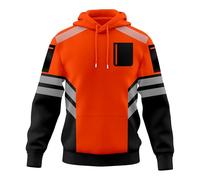 TORO ACTIVA Mens Hi Vis Hoodie with Extera Reflective Tape Pullover for Safety Workwear High Visibility Utility Zipped Pockets, Work Hoodies for Men (UK, Alpha, L, Regular, Regular, Black Orange)