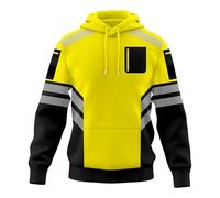 TORO ACTIVA Mens Hi Vis Hoodie with Extera Reflective Tape Pullover for Safety Workwear High Visibility Utility Zipped Pockets, Work Hoodies for Men (UK, Alpha, S, Regular, Regular, Black Yellow)