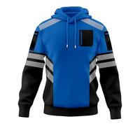 TORO ACTIVA Mens Hi Vis Hoodie with Extera Reflective Tape Pullover for Safety Workwear High Visibility Utility Zipped Pockets, Work Hoodies for Men (UK, Alpha, L, Regular, Regular, Black Blue)