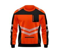 TORO ACTIVA Mens Hi Vis Pullover Pockets Crew Neck Cuffed Sweatshirt Safety Work Wear Reflective Tape High Visibility Security Top S-2XL (UK, Alpha, L, Regular, Regular, Black Orange)