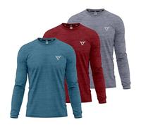 TORO ACTIVA Mens Pack of 3 T Shirt Light Weight Quick Dry Soft Moisture Wicking Active Athletic Plain Full Sleeve Shirts Workout Top