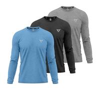 TORO ACTIVA Mens Pack of 3 T Shirt Light Weight Quick Dry Soft Moisture Wicking Active Athletic Plain Full Sleeve Shirts Workout Top